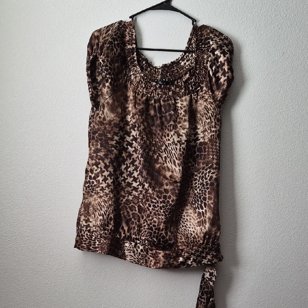 Elegant Brown Leopard Print Blouse